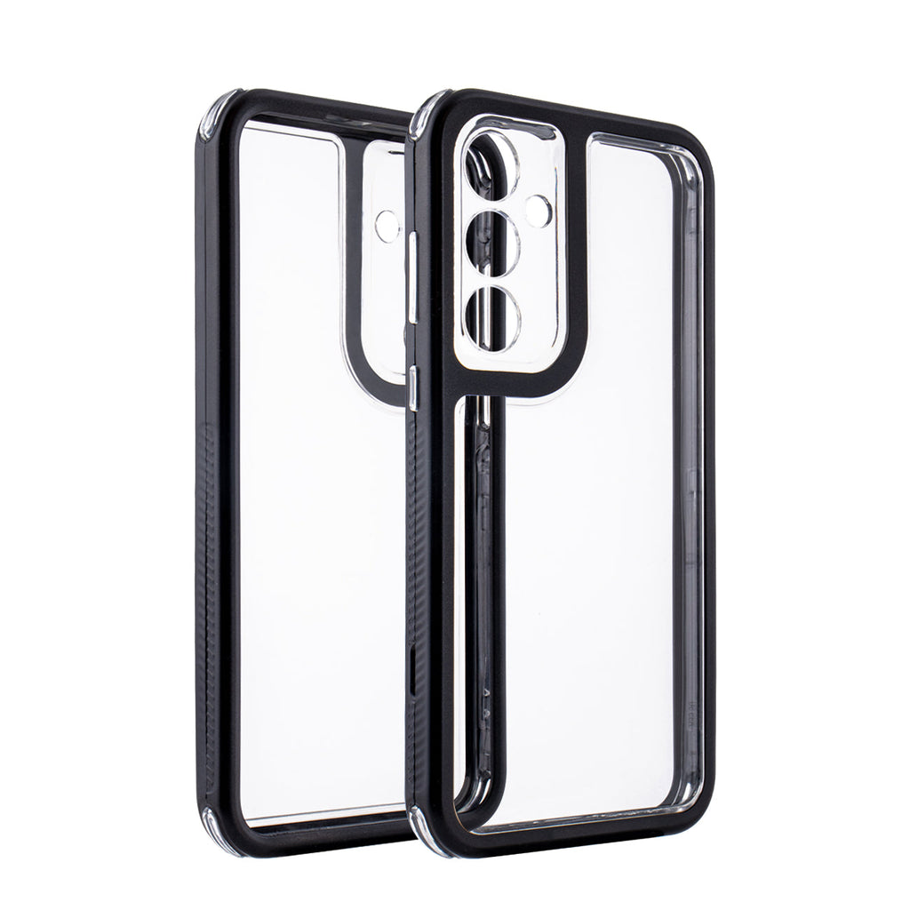 Reiko Heavy Duty Transparent Shockproof Protection 3-in-1 Hybrid Protective Case for Galaxy A35 5G in Black