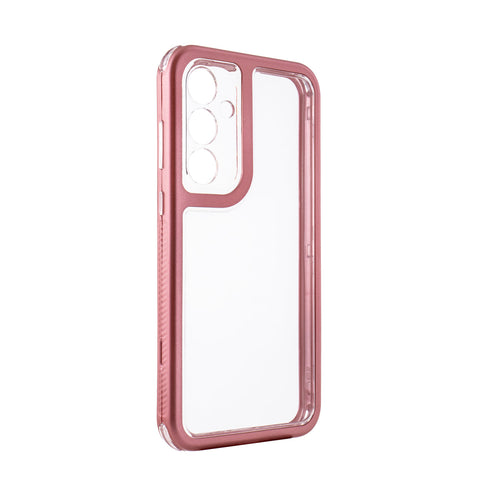 Reiko Heavy Duty Transparent Shockproof Protection 3-in-1 Hybrid Protective Case for Galaxy A35 5G in Pink