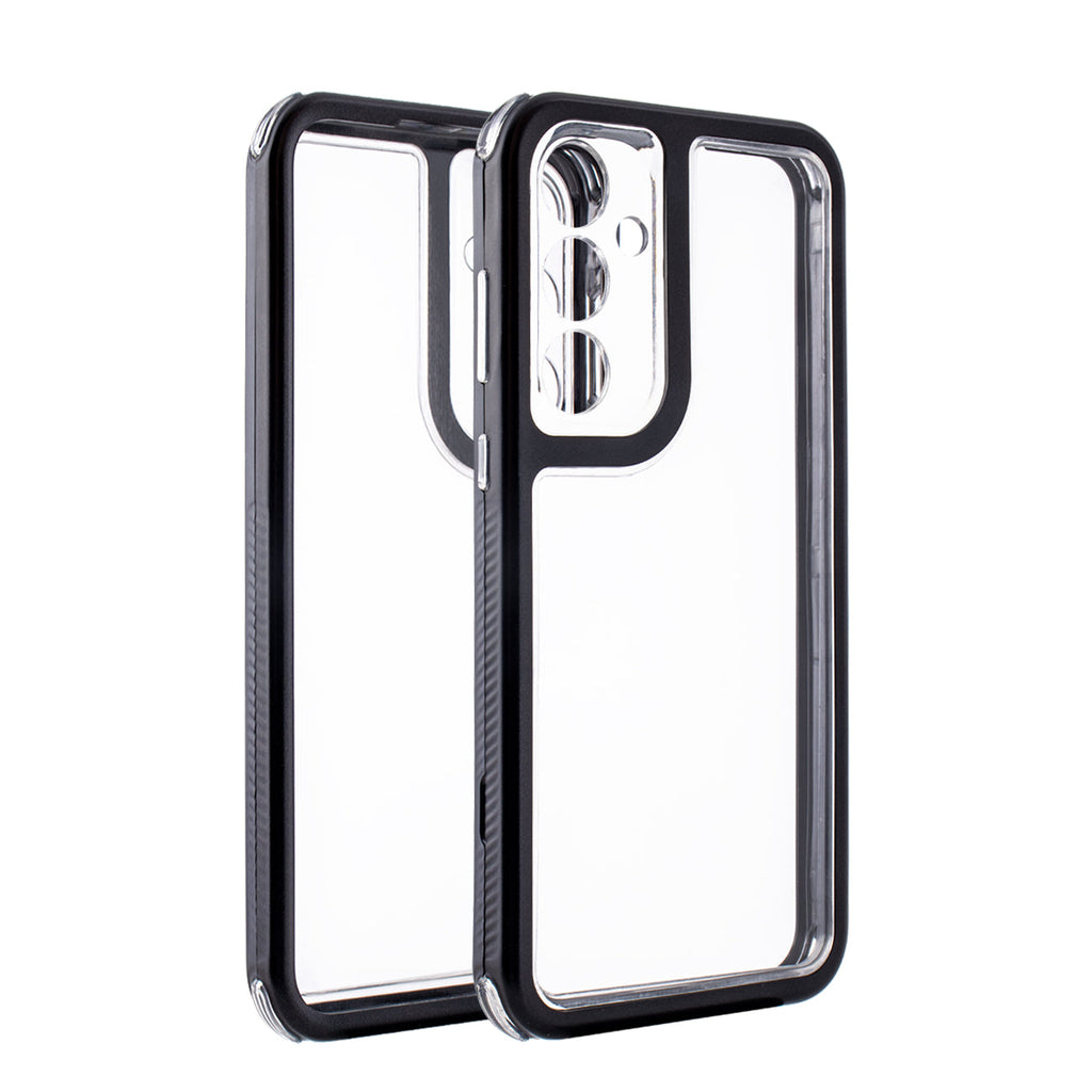 Reiko Heavy Duty Transparent Shockproof Protection 3-in-1 Hybrid Protective Case for Galaxy A55 5G in Black