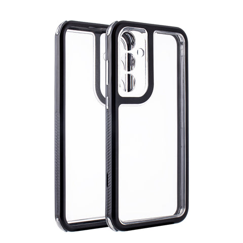 Reiko Heavy Duty Transparent Shockproof Protection 3-in-1 Hybrid Protective Case for Galaxy A55 5G in Black