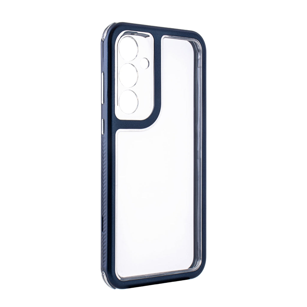 Reiko Heavy Duty Transparent Shockproof Protection 3-in-1 Hybrid Protective Case for Galaxy A55 5G in Blue