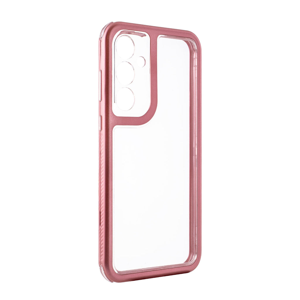 Reiko Heavy Duty Transparent Shockproof Protection 3-in-1 Hybrid Protective Case for Galaxy A55 5G in Pink