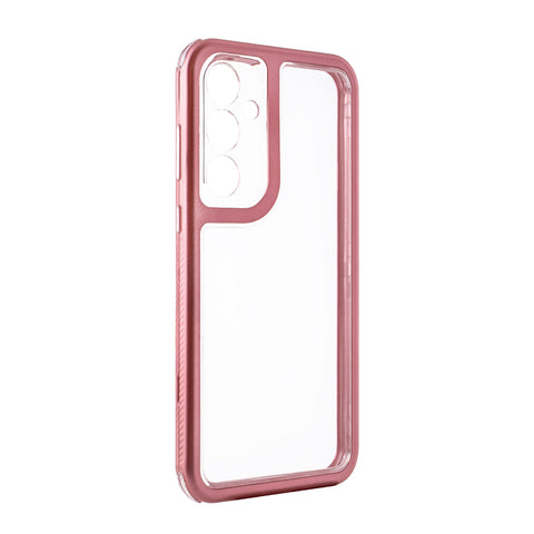 Reiko Heavy Duty Transparent Shockproof Protection 3-in-1 Hybrid Protective Case for Galaxy A55 5G in Pink