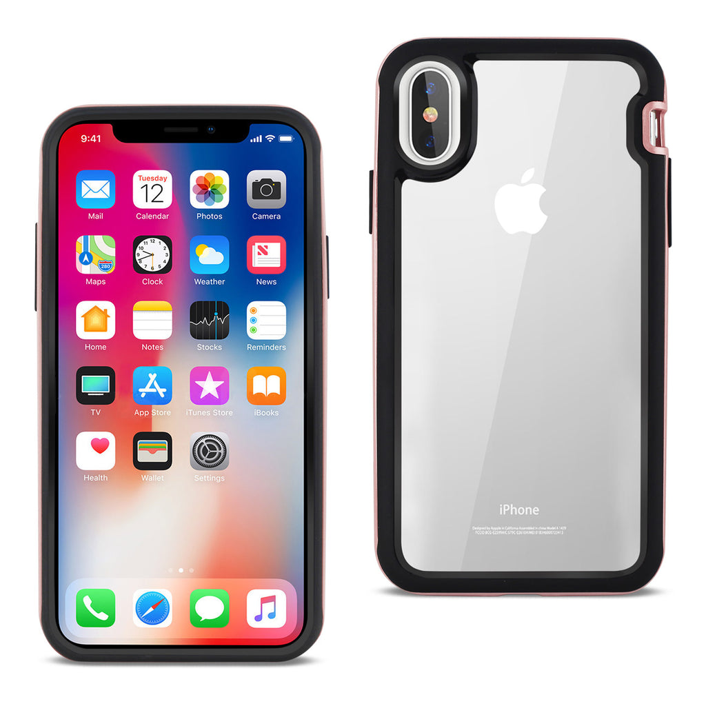 Reiko iPhone X/iPhone XS Hard Transparent Plastic TPU Case in Clear Rose Gold Reiko iPhone X/iPhone XS Hard Transparent Plastic TPU Case in Clear Rose Gold