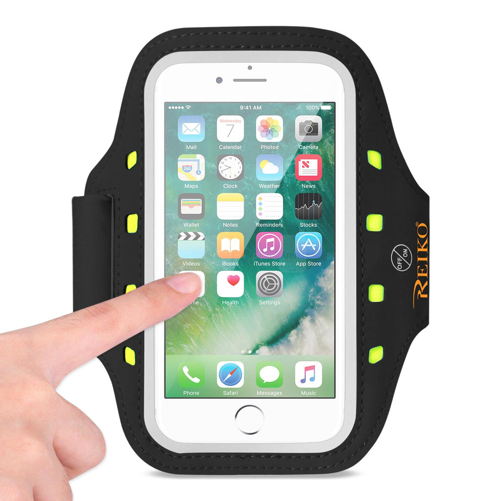 Reiko Running Sports Armband for iPhone 7/ 6/ 6S or 5 Inches Device with LED in Black (5X5 Inches) | MaxStrata