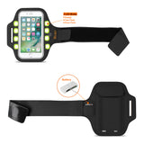 Reiko Running Sports Armband for iPhone 7/ 6/ 6S or 5 Inches Device with LED in Black (5X5 Inches) | MaxStrata
