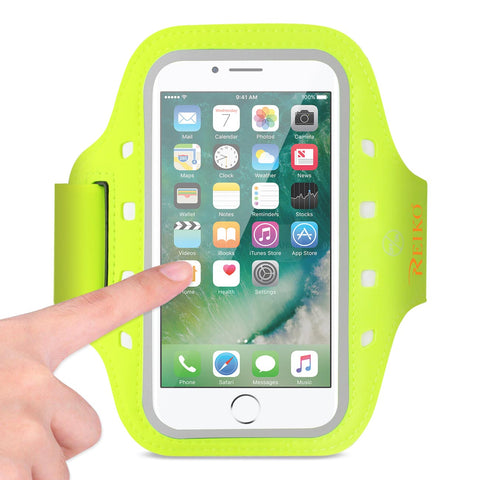 Reiko Running Sports Armband for iPhone 7/ 6/ 6S or 5 Inches Device with LED in Green (5X5 Inches) | MaxStrata