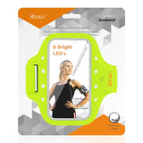 Reiko Running Sports Armband for iPhone 7/ 6/ 6S or 5 Inches Device with LED in Green (5X5 Inches) | MaxStrata