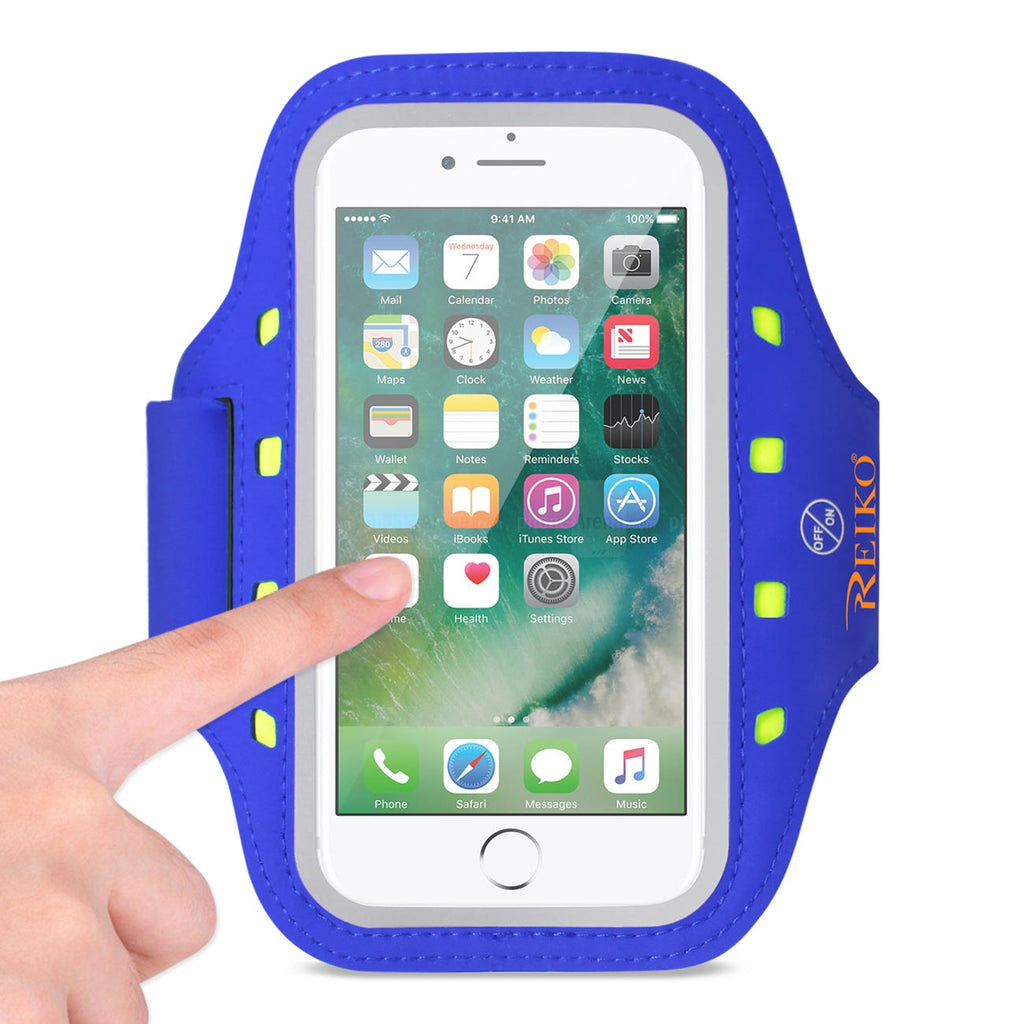 Reiko Running Sports Armband for iPhone 7 Plus/ 6S Plus or 5.5 Inches Device with LED in Blue (5.5X5.5 Inches) | MaxStrata