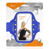 Reiko Running Sports Armband for iPhone 7 Plus/ 6S Plus or 5.5 Inches Device with LED in Blue (5.5X5.5 Inches) | MaxStrata