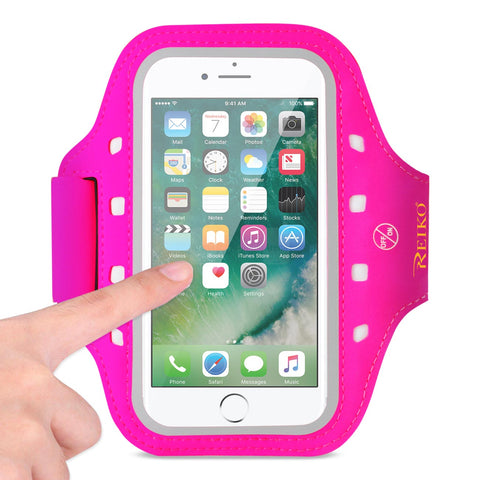 Reiko Running Sports Armband for iPhone 7 Plus/ 6S Plus or 5.5 Inches Device with LED in Pink (5.5X5.5 Inches) | MaxStrata