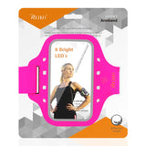 Reiko Running Sports Armband for iPhone 7 Plus/ 6S Plus or 5.5 Inches Device with LED in Pink (5.5X5.5 Inches) | MaxStrata