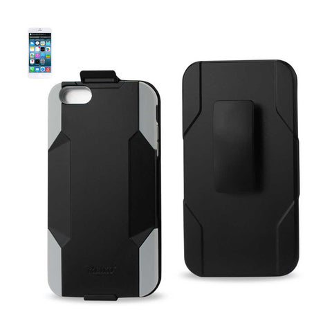 Reiko iPhone 6 Plus 3-in-1 Hybrid Heavy Duty Holster Combo Case in Gray Black | MaxStrata