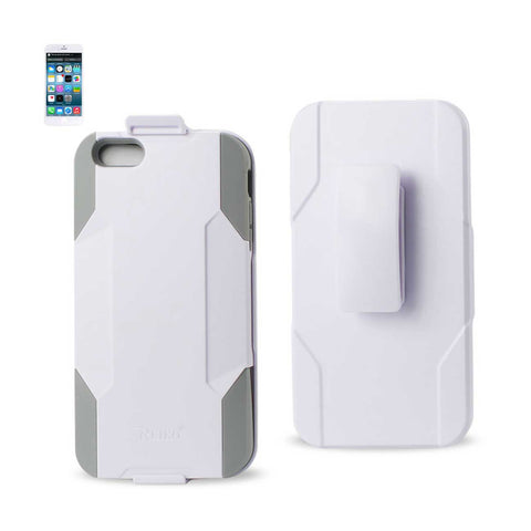 Reiko iPhone 6 Plus 3-in-1 Hybrid Heavy Duty Holster Combo Case in Gray White | MaxStrata