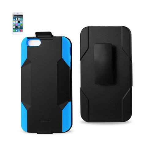 Reiko iPhone 6 Plus 3-in-1 Hybrid Heavy Duty Holster Combo Case in Navy Black | MaxStrata