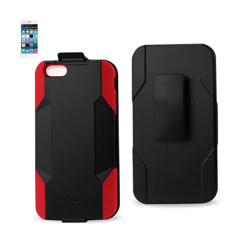 Reiko iPhone 6 Plus 3-in-1 Hybrid Heavy Duty Holster Combo Case in Red Black | MaxStrata