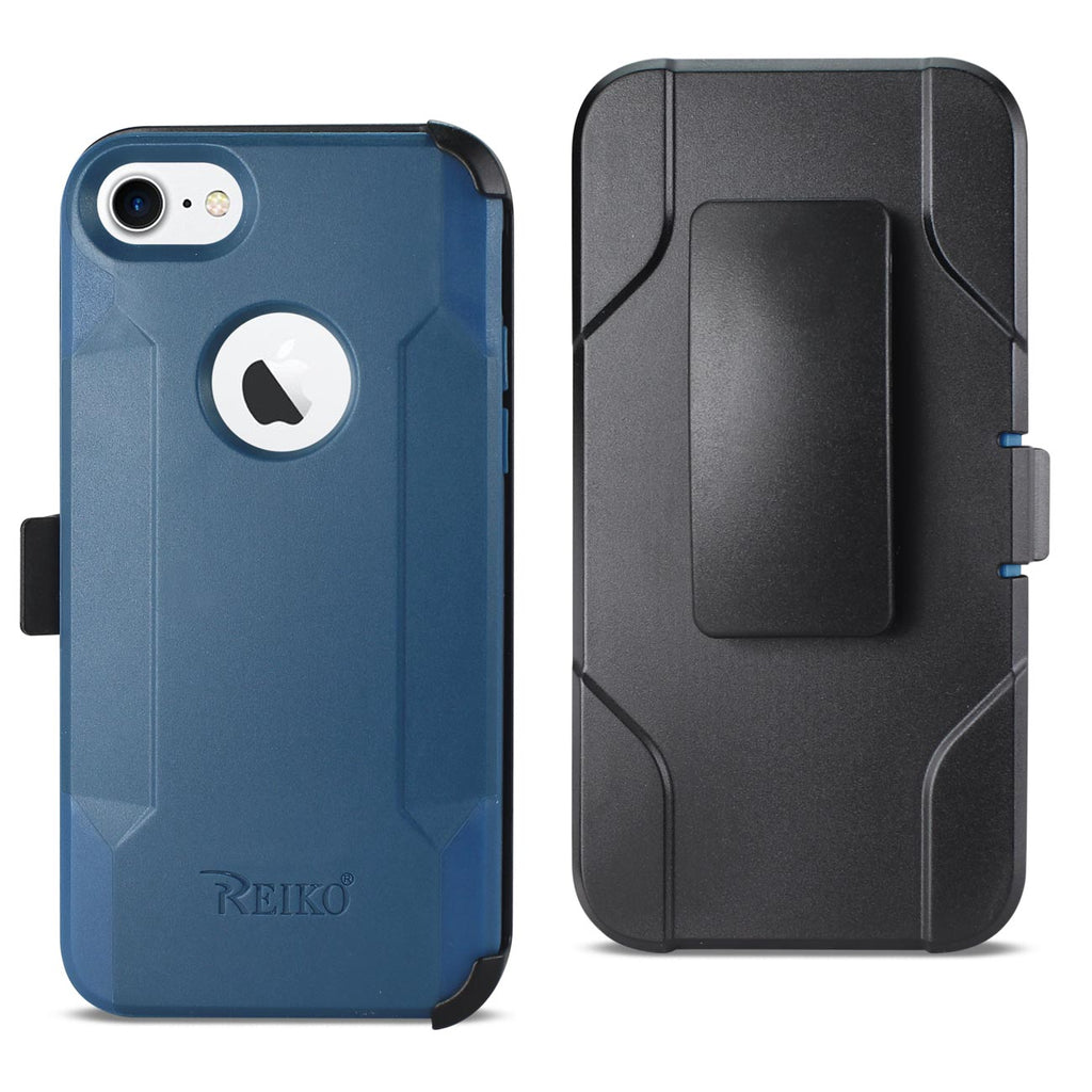 Reiko iPhone 7/8/SE2 3-in-1 Hybrid Heavy Duty Holster Combo Case in Navy | MaxStrata