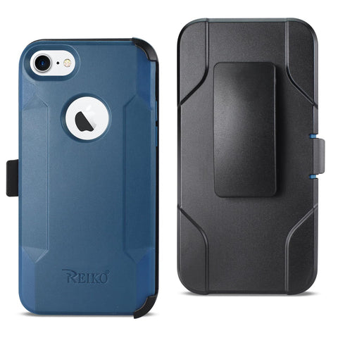 Reiko iPhone 7/8/SE2 3-in-1 Hybrid Heavy Duty Holster Combo Case in Navy | MaxStrata