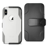 Reiko iPhone X/iPhone XS 3-in-1 Hybrid Heavy Duty Holster Combo Case in Ivory | MaxStrata