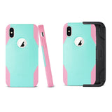 Reiko iPhone X/iPhone XS 3-in-1 Hybrid Heavy Duty Holster Combo Case in Mint Green | MaxStrata