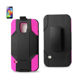 Reiko Samsung Galaxy S5 3-in-1 Hybrid Heavy Duty Holster Combo Case in Hot Pink Black | MaxStrata