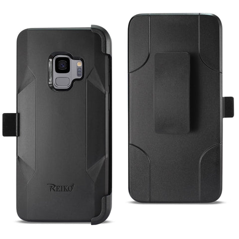 Reiko Samsung Galaxy S9 3-in-1 Hybrid Heavy Duty Holster Combo Case in Black | MaxStrata