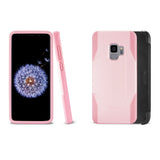 Reiko Samsung Galaxy S9 3-in-1 Hybrid Heavy Duty Holster Combo Case in Light Pink | MaxStrata