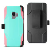 Reiko Samsung Galaxy S9 3-in-1 Hybrid Heavy Duty Holster Combo Case in Mint Green | MaxStrata