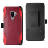 Reiko Samsung Galaxy S9 Plus 3-in-1 Hybrid Heavy Duty Holster Combo Case in Burgundy | MaxStrata