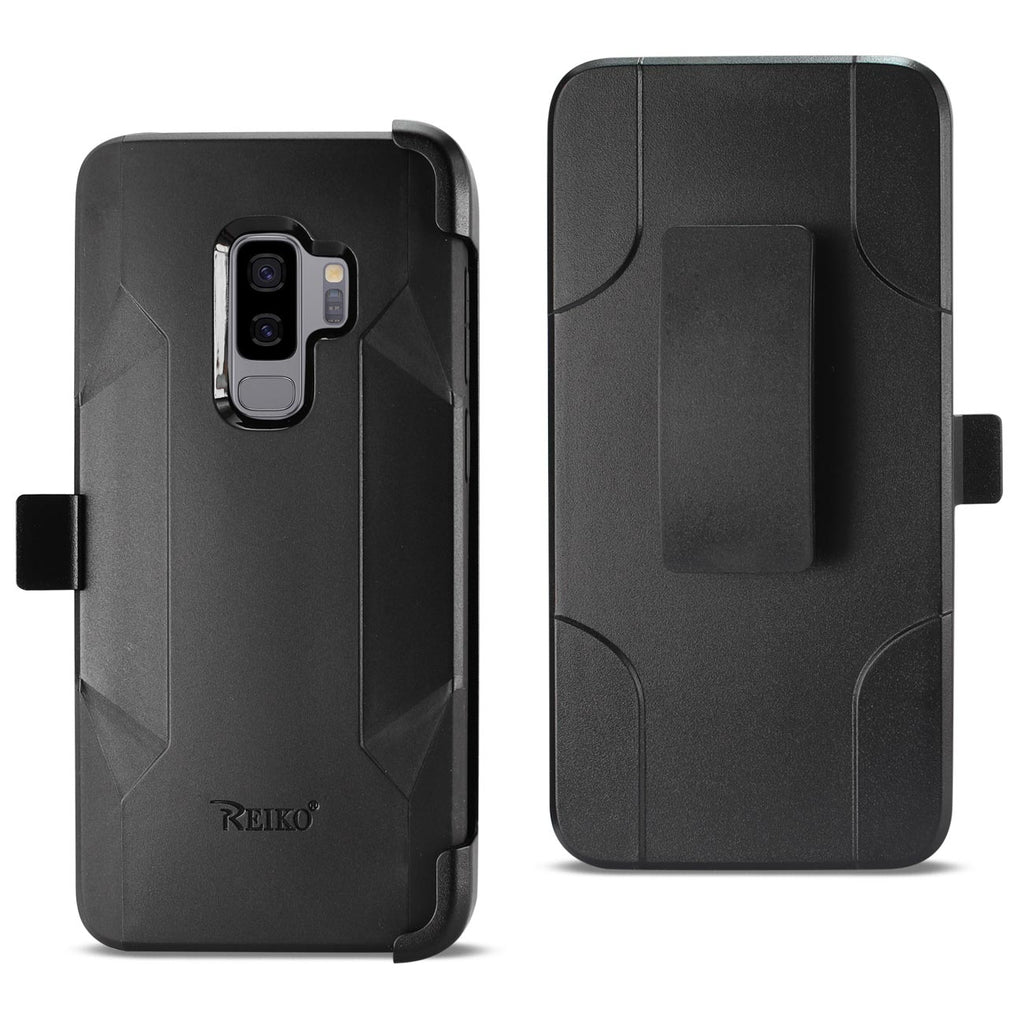 Reiko Samsung Galaxy S9 Plus 3-in-1 Hybrid Heavy Duty Holster Combo Case in Black | MaxStrata