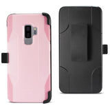 Reiko Samsung Galaxy S9 Plus 3-in-1 Hybrid Heavy Duty Holster Combo Case in Light Pink | MaxStrata