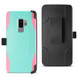 Reiko Samsung Galaxy S9 Plus 3-in-1 Hybrid Heavy Duty Holster Combo Case in Mint Green | MaxStrata