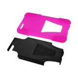 Reiko iPhone 6S/ 6 Plus Hybrid Heavy Duty Case with Kickstand in Hot Pink Black | MaxStrata
