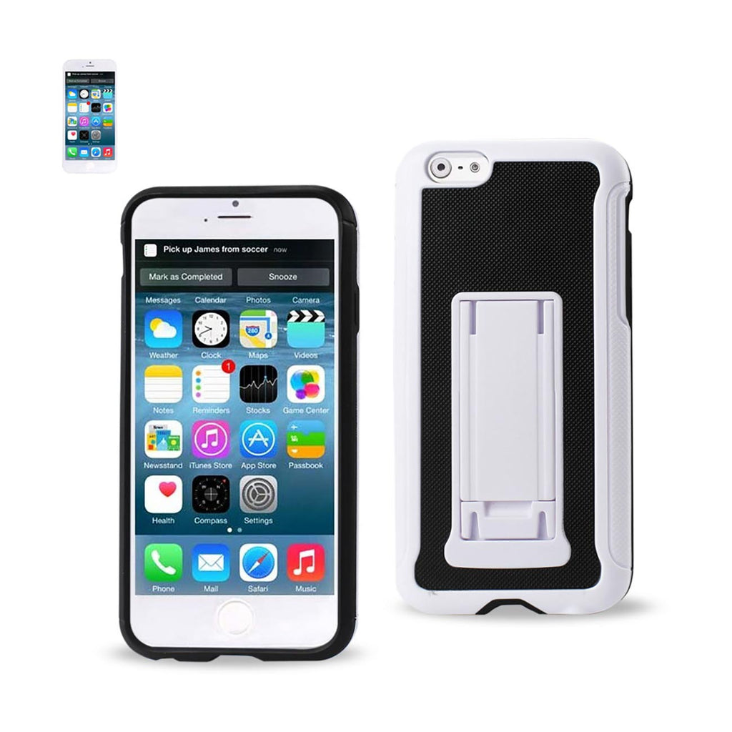 Reiko iPhone 6 Plus Hybrid Heavy Duty Case with Vertical Kickstand in Black White | MaxStrata