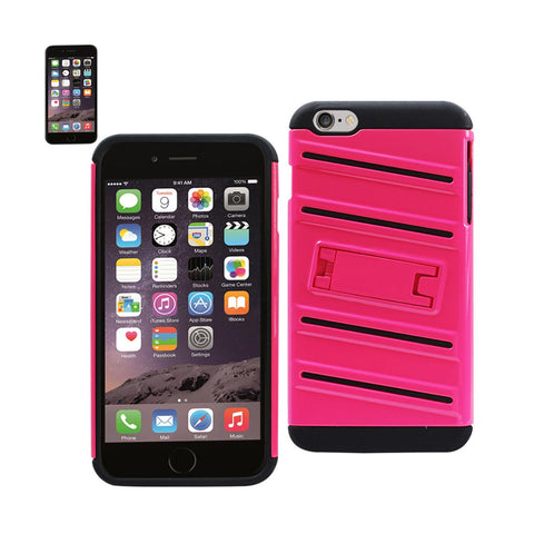 Reiko iPhone 6S Plus/ 6 Plus Hybrid Fishbone Case with Kickstand in Black Hot Pink | MaxStrata