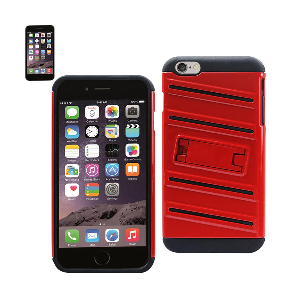 Reiko iPhone 6S Plus/ 6 Plus Hybrid Fishbone Case with Kickstand in Black Red | MaxStrata