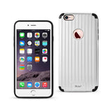 Reiko iPhone 6S Plus/ 6 Plus Rugged Metal Texture Hybrid Case with Ridged Back in Black Silver | MaxStrata
