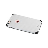 Reiko iPhone 6S Plus/ 6 Plus Rugged Metal Texture Hybrid Case with Ridged Back in Black White | MaxStrata