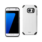 Reiko Samsung Galaxy S7 Rugged Metal Texture Hybrid Case with Ridged Back in Black White | MaxStrata