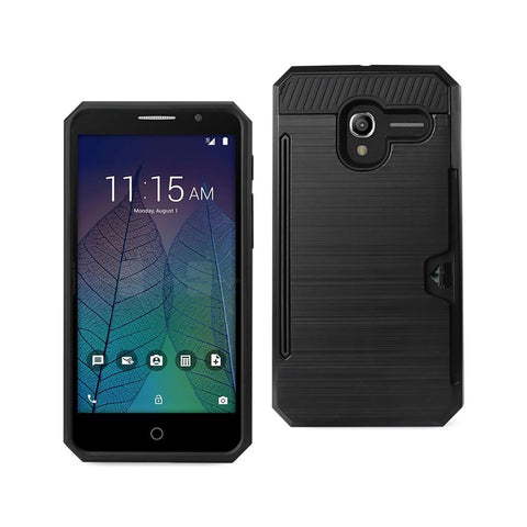 Reiko Alcatel Tru Slim Armor Hybrid Case with Card Holder in Black | MaxStrata