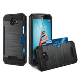 Reiko Coolpad Defiant Slim Armor Hybrid Case with Card Holder in Black | MaxStrata