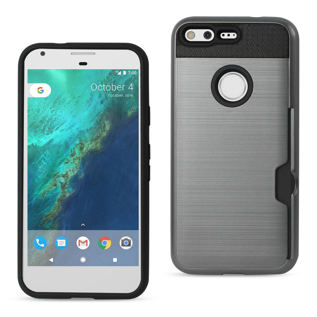 Reiko Google Pixel Slim Armor Hybrid Case with Card Holder in Gray | MaxStrata