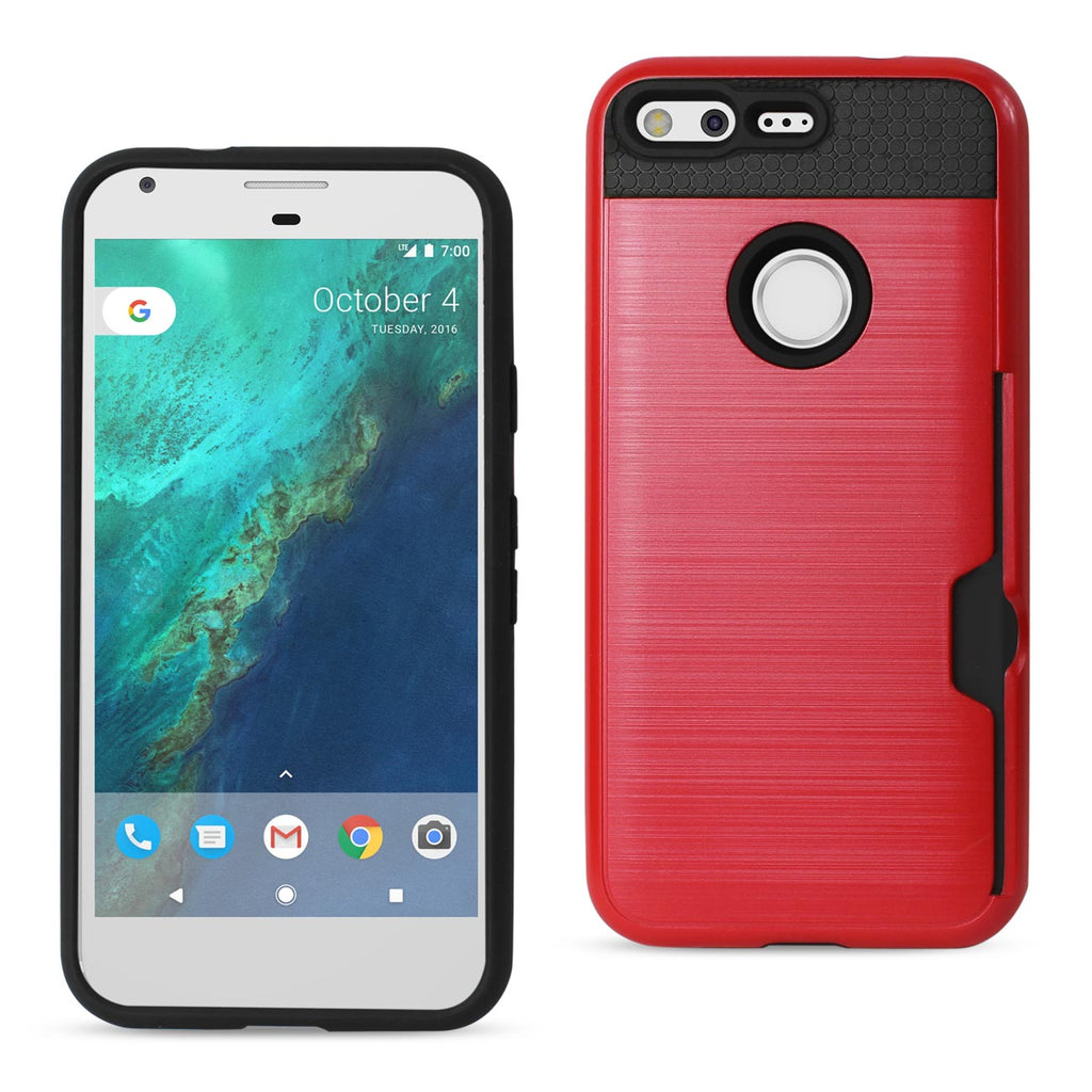 Reiko Google Pixel Slim Armor Hybrid Case with Card Holder in Red | MaxStrata