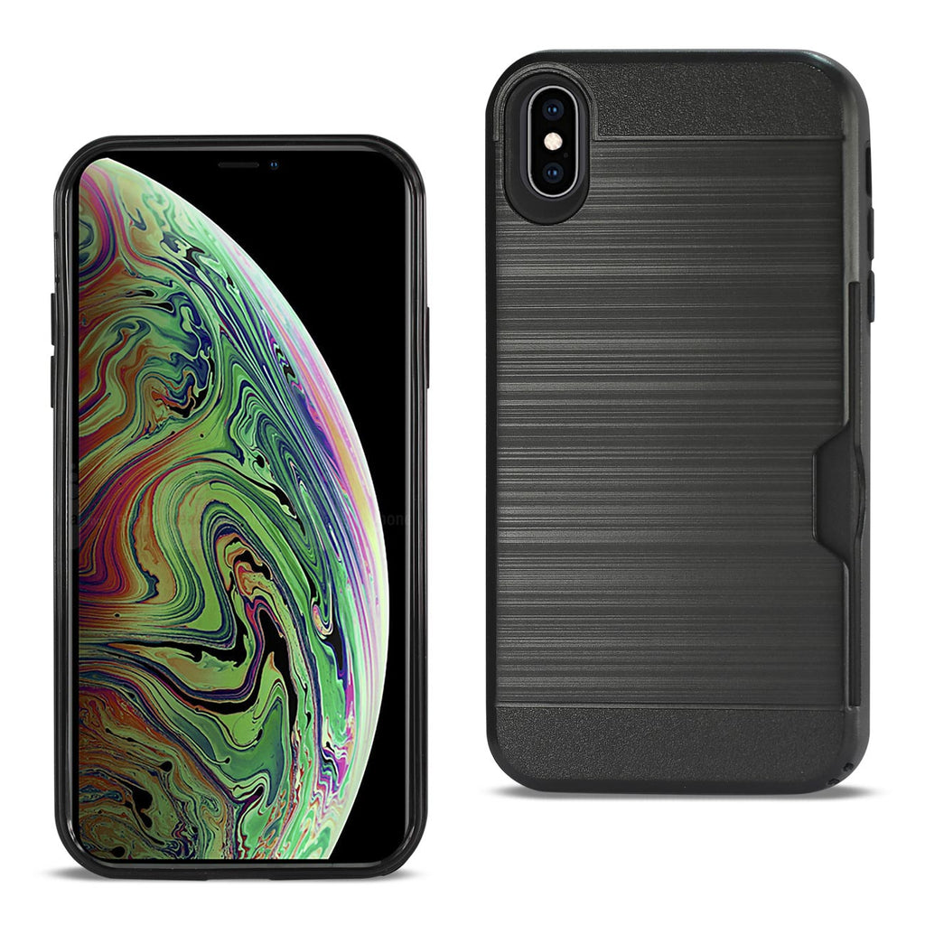 Reiko iPhone XS Max Slim Armor Hybrid Case with Card Holder in Black | MaxStrata