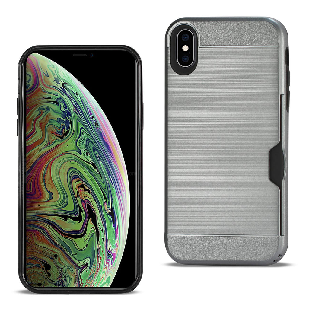 Reiko iPhone XS Max Slim Armor Hybrid Case with Card Holder in Gray | MaxStrata