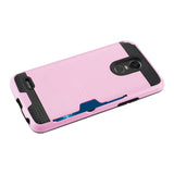 Reiko LG Stylo 3/ Stylus 3 Slim Armor Hybrid Case with Card Holder in Pink | MaxStrata