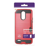 Reiko LG Stylo 3/ Stylus 3 Slim Armor Hybrid Case with Card Holder in Red | MaxStrata