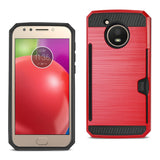 Reiko Motorola Moto E4 Active Slim Armor Hybrid Case with Card Holder in Red | MaxStrata