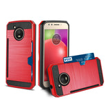 Reiko Motorola Moto E4 Active Slim Armor Hybrid Case with Card Holder in Red | MaxStrata