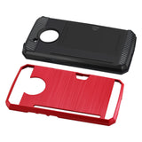 Reiko Motorola Moto E4 Active Slim Armor Hybrid Case with Card Holder in Red | MaxStrata